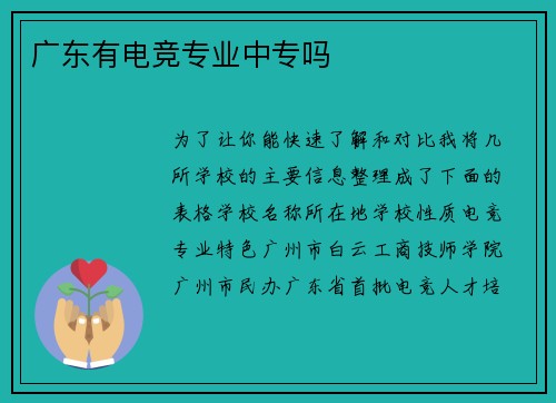 广东有电竞专业中专吗